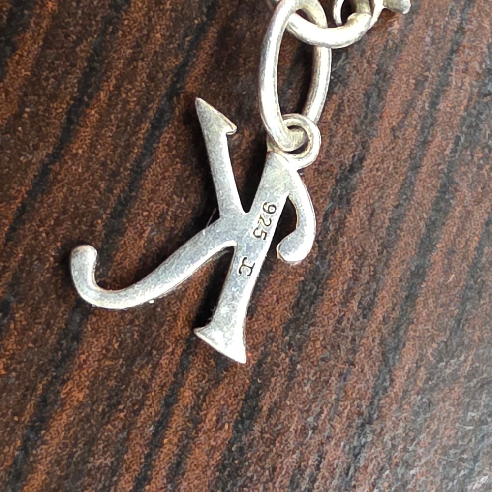 Sterling Silver Script Initial K Pendant Charm 925 Letter K Hallmark 0.72g - Picture 10 of 16